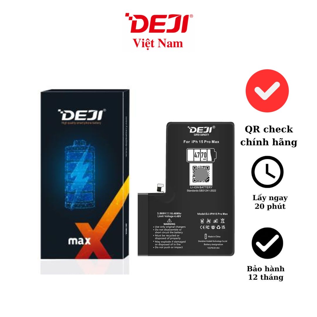 Pin Deji iPhone 15 Pro Max Dung Lng Siu Cao 4770mAh - Deji Vit Nam